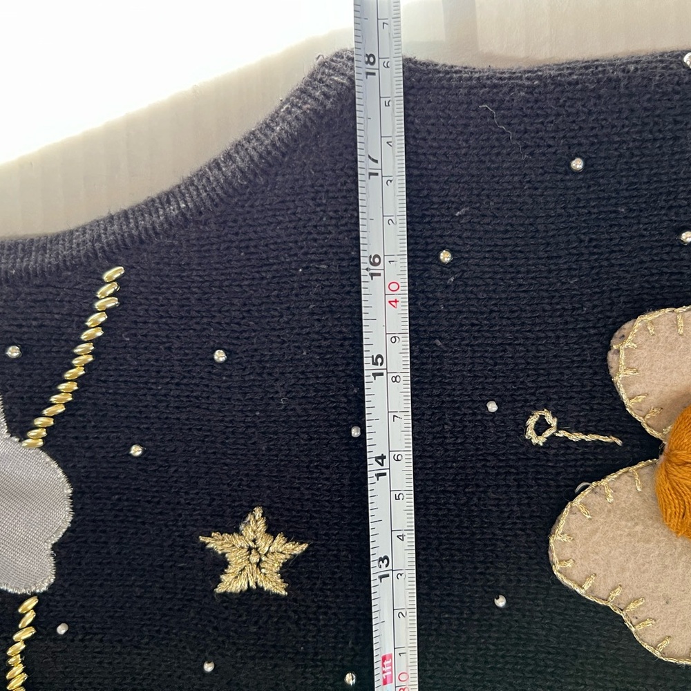 Festive Black Knit Vest with Angel Appliques - Picture 9 of 11